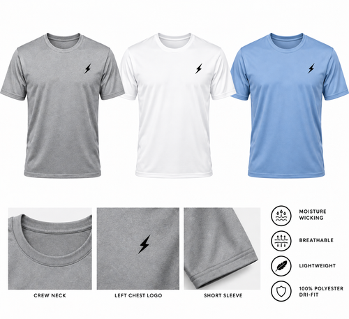Lightning Bolt Dri-Power Polyester T-Shirt – Lightweight Athletic Tee