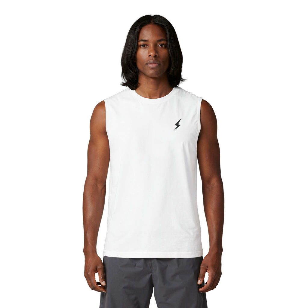 Ripped Gymwear Muscle Tank — Minimal Lightning Logo & Backbodybuilder Design