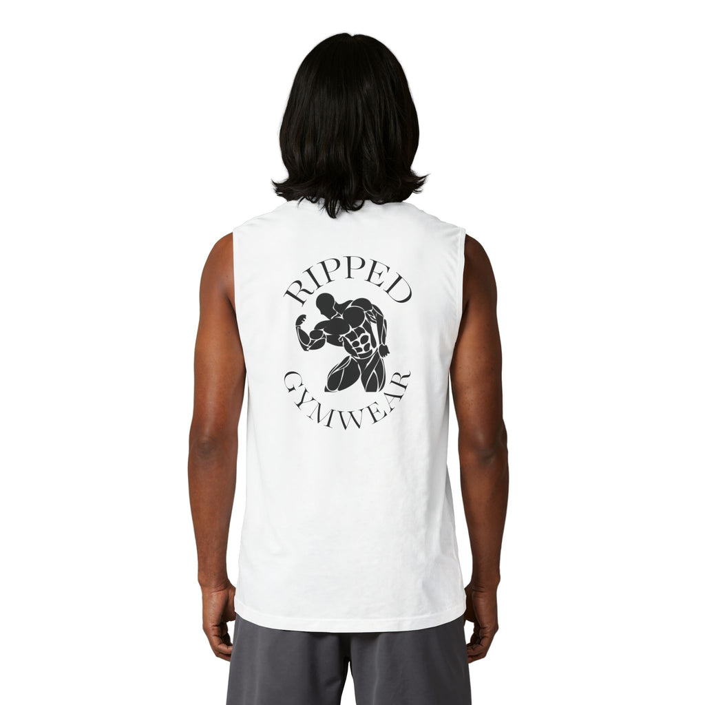 Ripped Gymwear Muscle Tank — Minimal Lightning Logo & Backbodybuilder Design